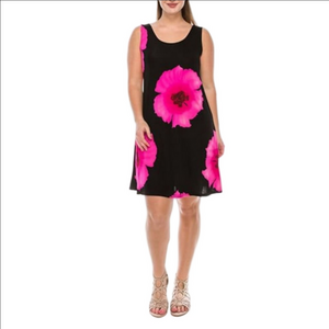 Women's Pretty Woman Black Pink Floral Tank Dress Size M